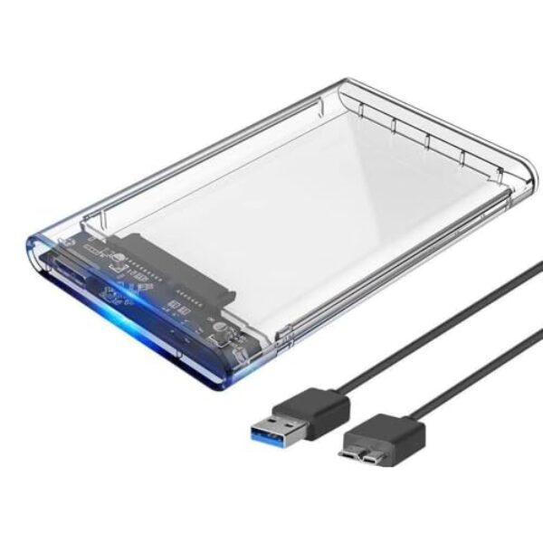Case Externa Para HD transparente Alta Velocidade e Conexão USB 3.0 Transmissão de 6gbps Sata 3 Suporta SSDs e HDs de até 3TB Transparente Premium