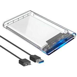Case para HD Externo 2.5” USB 3.0 Transparente | Compatível com SSD e HDD SATA para Notebook, PC, PS4 e Xbox | Design Slim, Instalação Rápida, Alta Velocidade e Proteção Avançada
