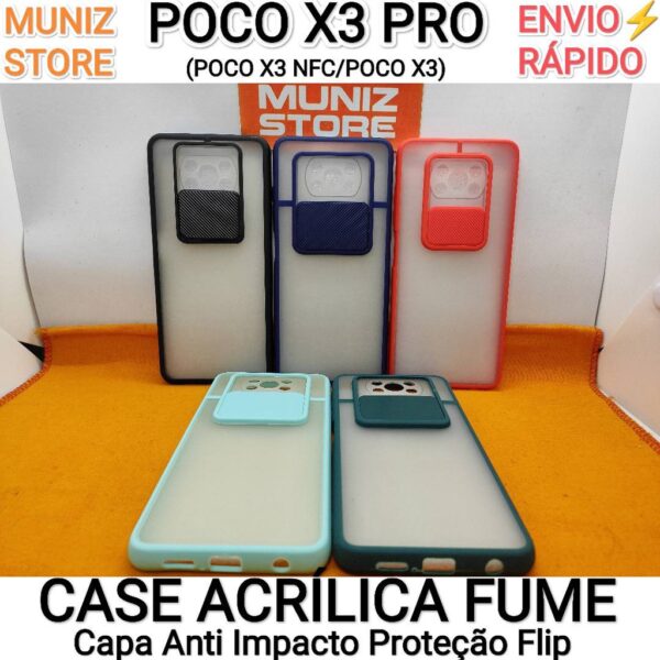 Case Poco X3 Pro/NFC/India Acrílica Fumê Anti impacto com Proteção Flip na Câmera Lateral Emborrachada para Poco X3, Poco X3 Pro, Poco X3 NFC Xiaomi