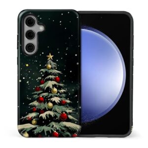 casesok Capa para Samsung Galaxy S25 FE, capa rígida de camada dupla + capa de telefone de silicone, proteção total à prova de choque para Samsung Galaxy S25 FE - árvore de Natal retrô festiva