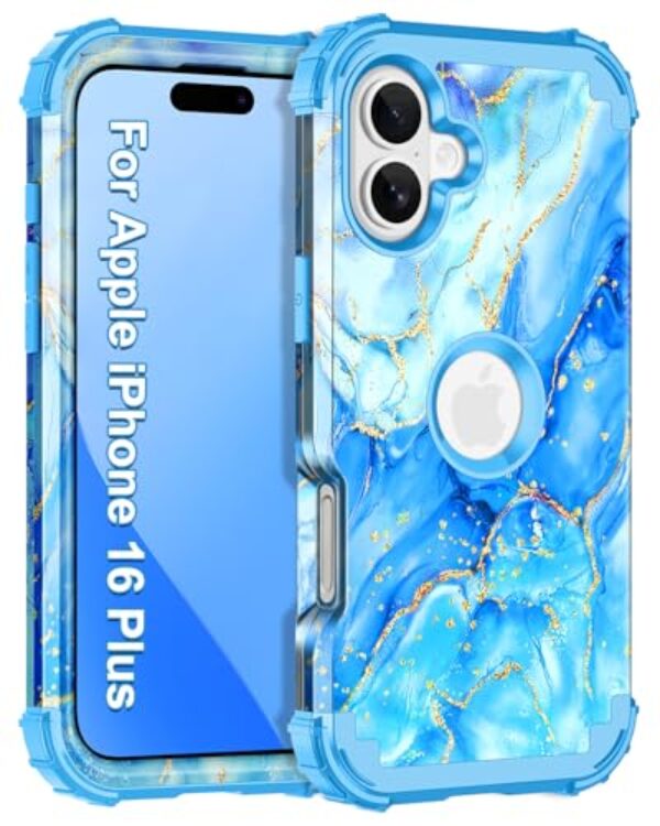 Casetego Capa para iPhone 16 Plus, capa protetora resistente à prova de choque de três camadas de policarbonato rígido totalmente resistente + TPU macio para meninas para Apple iPhone 16 Plus de 6,7