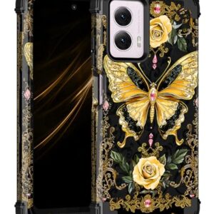 Casetego Compatível com Moto G Power 5G 2024, brilha no escuro, três camadas, resistente, à prova de choque, proteção total, policarbonato rígido e resistente, capa amortecedora de TPU macio, preto e