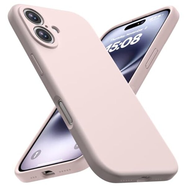 CellEver Capa de silicone resistente para iPhone 16 [proteção da câmera] [revestimento antióleo] proteção militar contra quedas, interior macio sem arranhões, rosa
