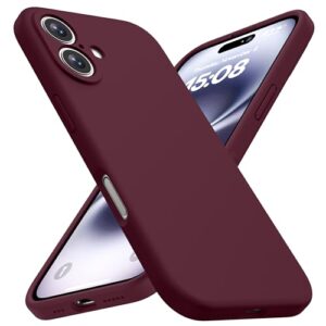CellEver Capa de silicone resistente para iPhone 16 [proteção da câmera] [revestimento antióleo] proteção militar contra quedas, interior macio sem arranhões, vinho