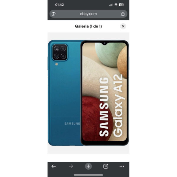 “celular de vitrine” Samsung Galaxy A12 — 64 GB Azul (4G) – Octa-Core com 4 GB de RAM, tela de 6,5″, Câmera Quádrup.