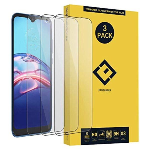 CENTAURUS Protetor de tela compatível com Moto E 2020 XT2052-1 / Moto E7 2020 6,2 polegadas, pacote com 3, película protetora de vidro temperado antiimpressões digitais antiarranhões transparente HD