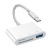 [Certificado Apple MFi] Leitor de cartão SD USB C, USB 3.0 tipo C para adaptador de cartão SD/TF para iPhone 15 16/iPad/Mac, leitor de cartão de memória 3 em 1 com dois compartimentos e porta USB para