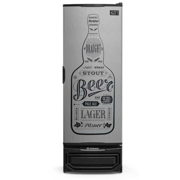Cervejeira Vertical Porta Cega Adesivada 410 Litros Gcb40gw Gelopar Refrigerador Inox 220v
