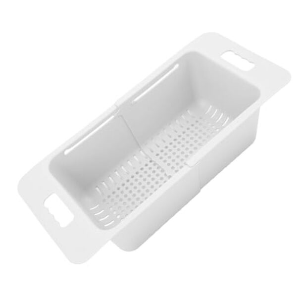 Cesto de Freezer Chest Organizador Armazenamento Ajustável Divisor Bin Expansível com Alça para Prateleiras Geladeira Cozinha Armários Banheiros Salas Lavanderia Contrapiso Design Poroso PP