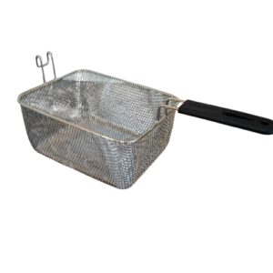 Cesto para Fritadeira Profissional, 22x9x16cm, com Cabo de Proteção e Apoio de Escorredor