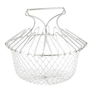 CESTO PARA FRITURAS COZIMENTO A VAPOR 12 EM 1 INOX FRITADEIRA DOBRAVEL ESCORREDOR FRUTEIRA - DOBRÁVEL, IDEAL PARA AIR FRYER, SALADAS E FRUTAS