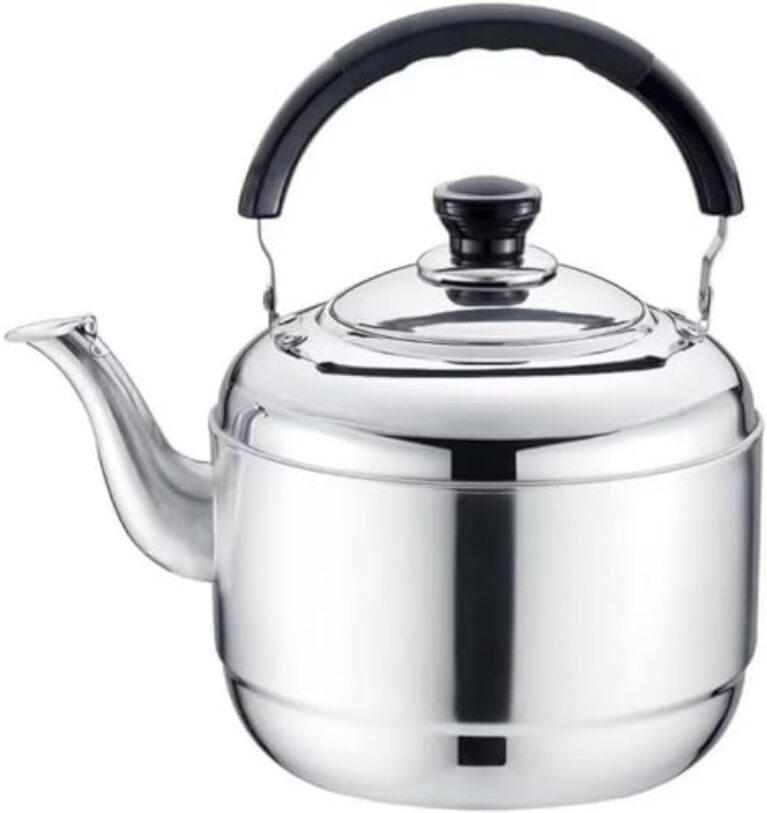 Chaleira de água assobiada, fogão a gás, bule de chá, retrô, chaleira universal, caldeira para fogão a gás e fogão de indução, corpo polido, 304 pedras (uma cor 5L)