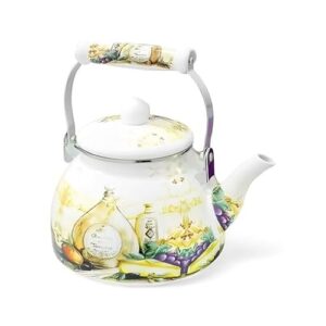 Chaleira Esmaltada Vintage 2,5L para Indução – Charm Italy Retrô com Cabo de Porcelana