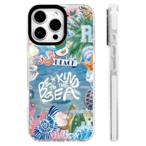 ChiCs-Flaura Capa para iPhone 16 Plus [proteção contra quedas de grau militar/proteção de TPU macio ecológico/proteção de câmera/para mulheres e meninas] - Colagem pintada à mão Tropical Ocean Love