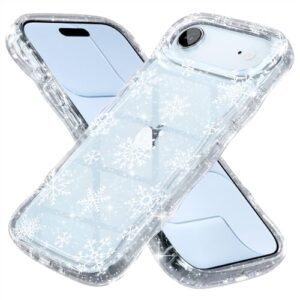 Choiche Capa para celular compatível com iPhone 17 Air, capa de celular brilhante brilhante com glitter, linda moldura ondulada, capa de proteção contra quedas de nível militar para mulheres e meninas