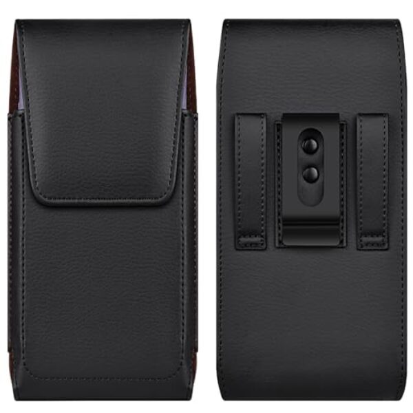 COANJIUO Coldre de couro para celular com clipe de cinto forte fecho magnético para Samsung Galaxy Ultra S25 S24 S23 S22 S21 S20 A16 A15 A14 A13, Motorola G Stylus, XL-preto