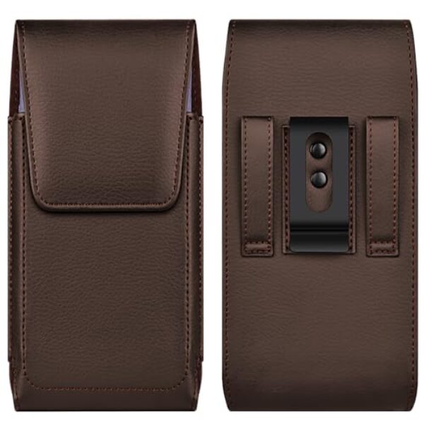 COANJIUO Coldre de couro para celular com clipe de cinto forte fecho magnético para iPhone Pro 16 15 14 13 12 16e, Samsung Galaxy S25 S24 S23 S22 S21, M-Coffee
