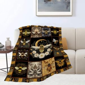 Cobertor de abelha, cobertor de abelhas, presentes de colmeia, cobertores de flanela de lã para mulheres, homens, meninos, meninas, adultos, roupa de cama macia, presente para sofá-cama, escritório