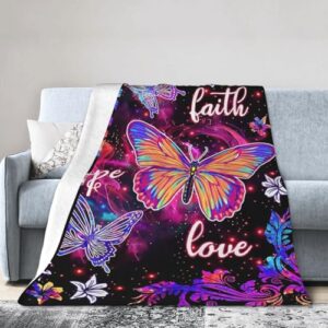 Cobertor de borboleta, cobertor de lã de pelúcia macio, aconchegante, felpudo, animais de pelúcia, presentes para mulheres, meninas, meninos, crianças, adultos, 101 x 127 cm