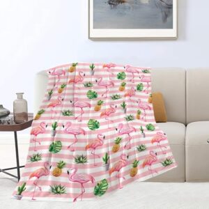 Cobertor de flamingo, cobertor de flamingo rosa, cobertores de presentes de abacaxi tropical, coisas de flanela de lã para meninas, mulheres, amantes, adultos, presente de cama macio para sofá-cama