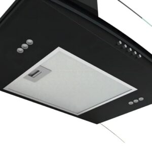 Coifa de Parede Clean, Vidro Curvo, Preto, 75cm, 110V, Design Moderno, Controle de Velocidade