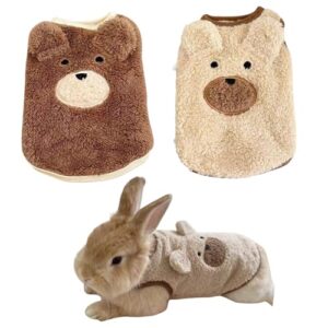 Colete de roupas de coelho de estimação 2 peças – adorável, quente e confortável design de orelhas caídas para passeios de inverno adequado para coelhos, gatinhos, filhotes e outros animais pequenos