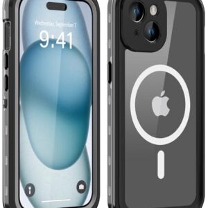 Comboproof Capa impermeável para iPhone 15 Plus, [à prova de choque] [à prova de poeira] [IP68 à prova d'água] Capa rígida de corpo inteiro integrada [proteção de tela de lente] para capa de mergulho