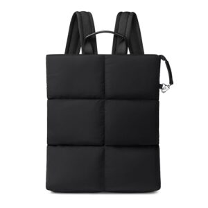 Comfyable Mochila Puffy para laptop masculina e feminina, para uso diário, compatível com MacBook Pro M4 de 16 polegadas, resistente à água para trabalho, faculdade e viagens, sem PFAS, preta
