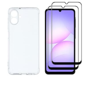 Compatível com Samsung Galaxy A07-1 Capinha Capa Case Anti Impacto + 2 Peliculas de Vidro 3d Cobre Toda a Tela