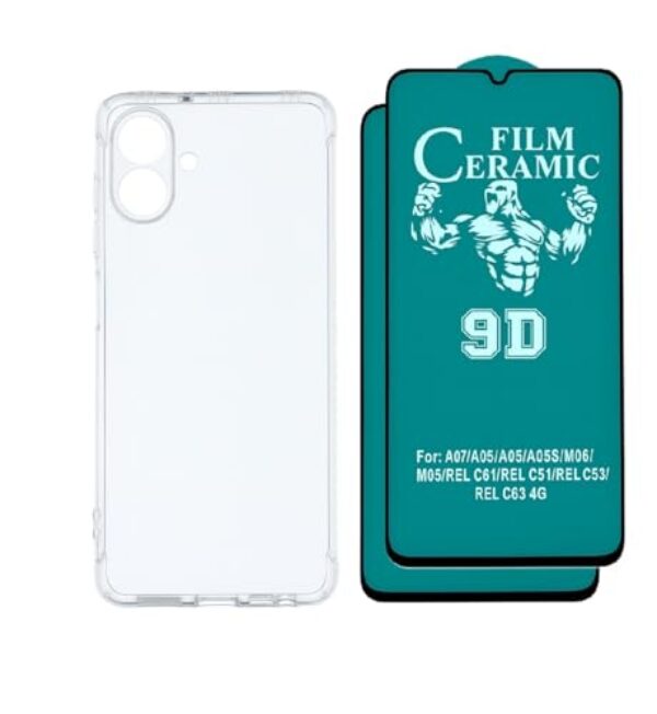 Compatível com Samsung Galaxy A07-1 Capinha Capa Case Anti Impacto + 2 Peliculas de Ceramica Gel 9d Full Coverage