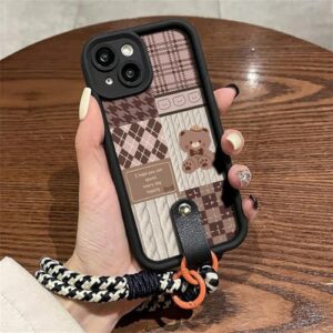 Compatível com Xiaomi 14T 13T 12T 11T 15 14 12 13 Poco X6 X5 X3 F3 F5 Pro Lite capa protetora com cordão de pulso, XCJ48, PKBlackSS, para Xiaomi 13