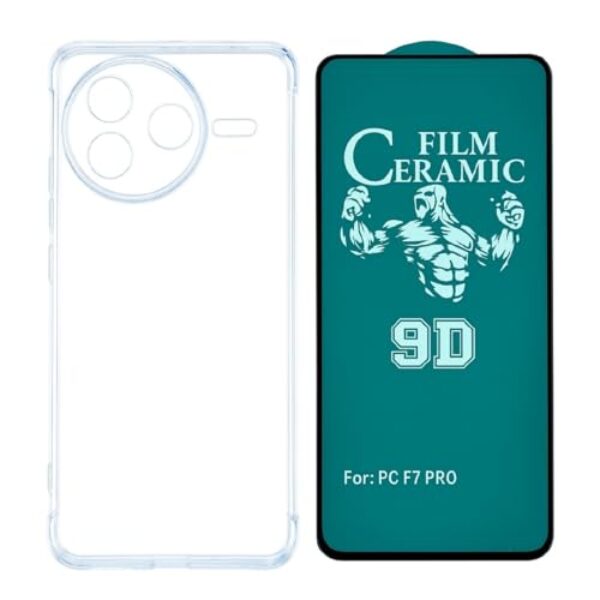 Compatível com Xiaomi Poco F7 Pro - Capinha Capa Case Anti impacto Silicone + 1 Pelicula de Ceramica Gel 9d Cobre Toda a Tela