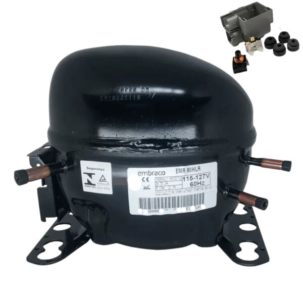 Compressor Motor Geladeira Brastemp 1/4+ Embraco Emr80hlr 127v Brm Brb Crm Crd Bvg Brk Br Electrolux