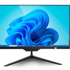Computador All-in-One - Tela IPS Full HD de 21,5 polegadas, Windows 11, 4 GB de RAM, 128 GB de armazenamento eMMC com memória expansível, teclado e mouse sem fio, webcam embutida, 12 meses de garantia