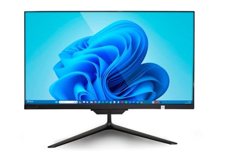 Computador All-in-One - Tela IPS Full HD de 21,5 polegadas, Windows 11, 4 GB de RAM, 128 GB de armazenamento eMMC com memória expansível, teclado e mouse sem fio, webcam embutida, 12 meses de garantia