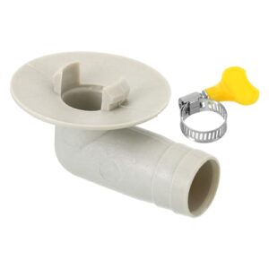 Conector de mangueira de drenagem de ar condicionado de 15 mm, 1 conector de drenagem universal com aro de fixação para torneira de unidade AC de janela mini-dividida, estilo branco 11