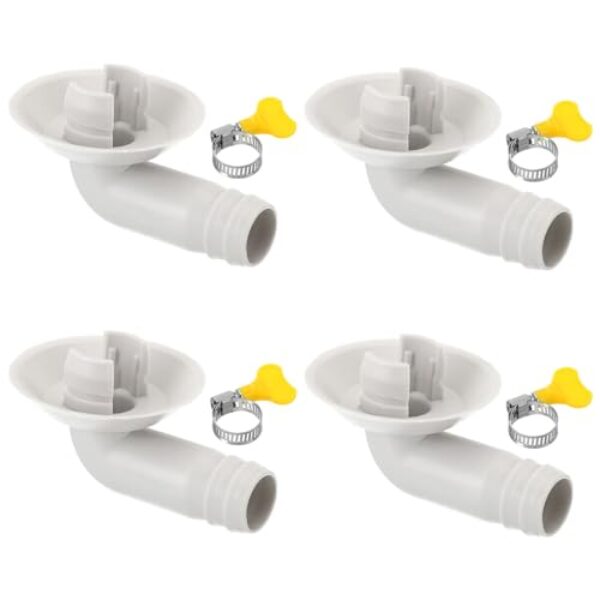 Conector de mangueira de drenagem de ar condicionado de 18 mm, 4 peças de conector de drenagem universal com aro de grampo para torneira de unidade AC de janela mini-dividida, estilo branco 7