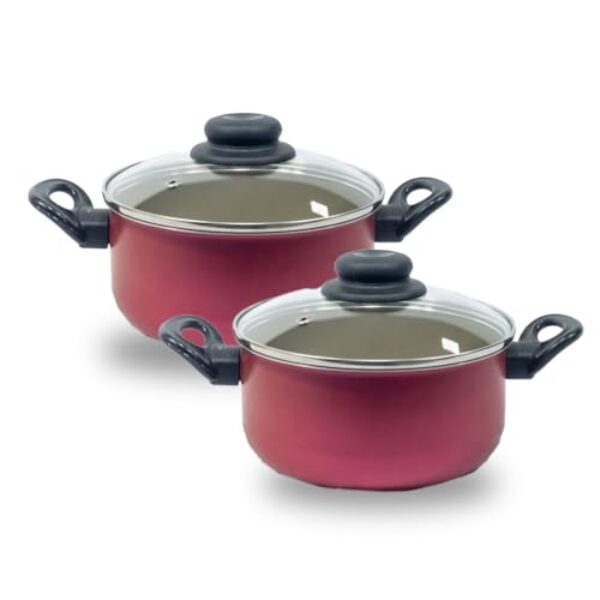 Conjunto 2 Panelinhas Caçarola Teflon Antiaderentes Pequena(Cereja com Creme)