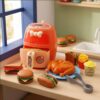 Conjunto Air Fryer Infantil com Luzes e Acessórios – Brinquedo de Cozinha Educativo, Sons Divertidos, Estimulação Criativa, Utensílios Inclusos, Ideal para Meninas