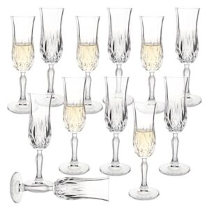 Conjunto de 12 taças de champanhe vintage premium de 125 g, taças de champanhe vintage em relevo, copos cordiais em relevo, copos de vinho espumante elegantes para aniversário, casamento, aniversário