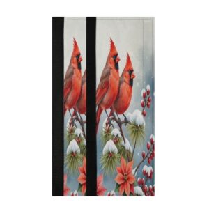 Conjunto de 2 capas de maçanetas para porta de poinsétia para geladeira, micro-ondas, lava-louças, luvas de cozinha, alças de pano, antiderrapante, protetor de alça de porta