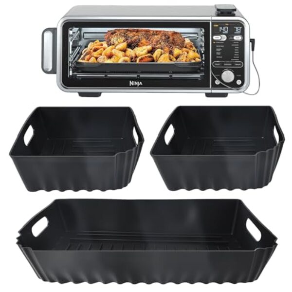 Conjunto de 3 frigideiras de silicone Ninja Air Fryer, para modelo de forno digital Air Fry SP0101, fácil de limpar e reutilizável