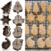 Conjunto de 4 peças de cortadores de biscoito de Natal PP 3D, carimbos de biscoito de Natal com design de boneco de neve, Papai Noel, árvore e floco de neve, ferramentas de panificação