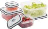 Conjunto de 4 Potes Herméticos Quadrados de Plástico Com Tampa para Armazenamento de Alimentos