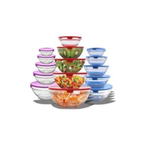 Conjunto de 5 Potes de Vidro com Tampa, Capacidades 120ml a 900ml, Empilháveis, para Armazenamento de Alimentos, Compatível com Micro-ondas e Freezer