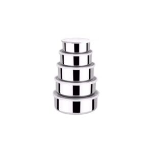 Conjunto de 5 Tigelas em Aço Inoxidável com Tampas Plásticas, Potes Herméticos para Cozinha, 250ml a 1.2L, Diâmetros 10-18cm, Acabamento Brilhante