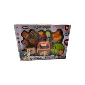 Conjunto de Brinquedo Air Fryer Infantil com Luzes, Laranja, Plástico, 13 cm x 9 cm, Acessórios de Cozinha, para Crianças +3 Anos