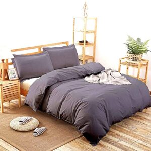 Conjunto de capa de edredom simples de 3 peças 800 fios, 100% algodão egípcio com zíper e laços nos cantos, tamanho king (266 x 234 cm), conjunto de capa de edredom clássico estilo simples (1 capa de