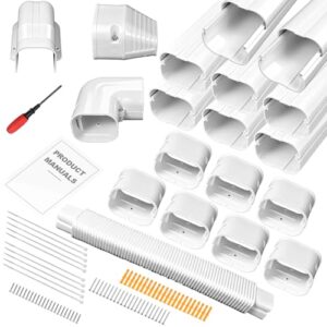 Conjunto de capa de mini linha dividida de 7,6 cm, kit de capa de minisplit com duto flexível, kit decorativo pintável de PP branco para mini split, ar condicionado, AC central, HVAC e bombas de calor