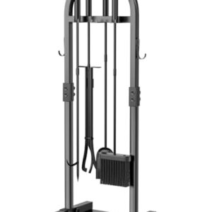Conjunto de ferramentas de lareira, 5 peças de acessórios de lareira de ferro forjado resistente de 89 cm, pôquer, pinça, pá, escova, suporte de suporte, ferramentas de lareira de aço resistente para